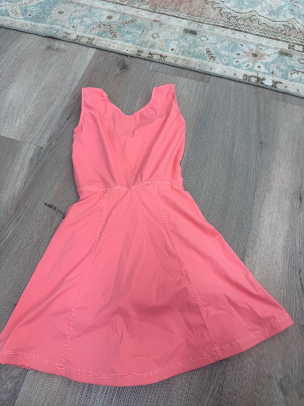 Sleeveless Coral Pink Fit-and-Flare athletic Dress Belle Cher